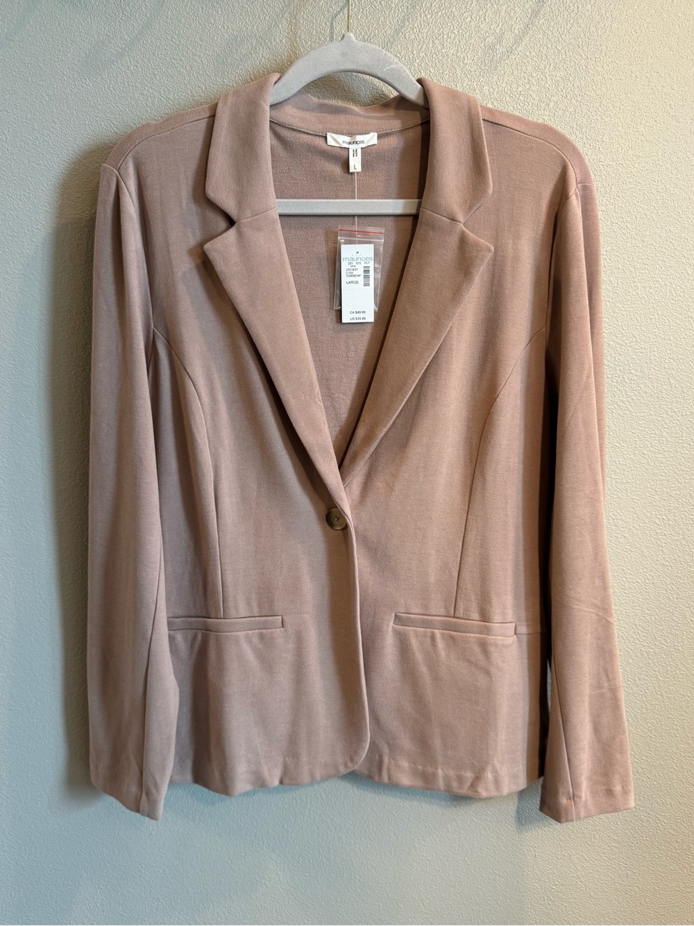 Maurices Blush Pink Single-Button Women's Jersey Blazer